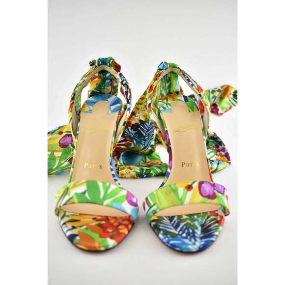 Christian Louboutin Crosse Du Desert 100 Floral Lace Up Tie Sandal Heel Pump 36 - Picture 7 of 12